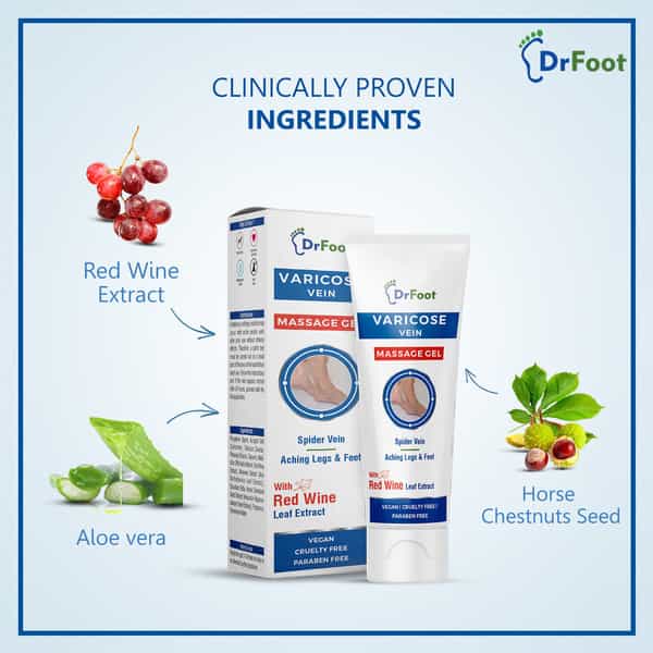 Dr Foot Varicose Vein Massage Gel | Treat Varicose Veins | Reduce Cramps | Itching & Swelling - 50Gm