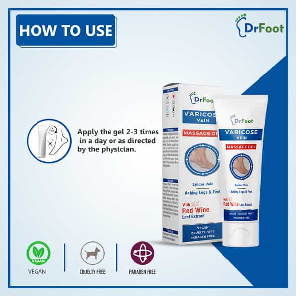 Dr Foot Varicose Vein Massage Gel | Treat Varicose Veins | Reduce Cramps | Itching & Swelling - 50Gm