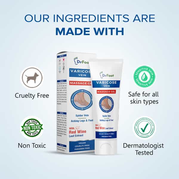 Dr Foot Varicose Vein Massage Gel | Treat Varicose Veins | Reduce Cramps | Itching & Swelling - 50Gm