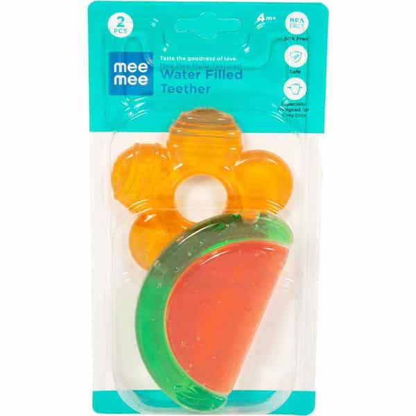 Meemee Multi-Textured Water Filled Teether (Pack Of 2) (Red/Green) Teether (Red-Green)