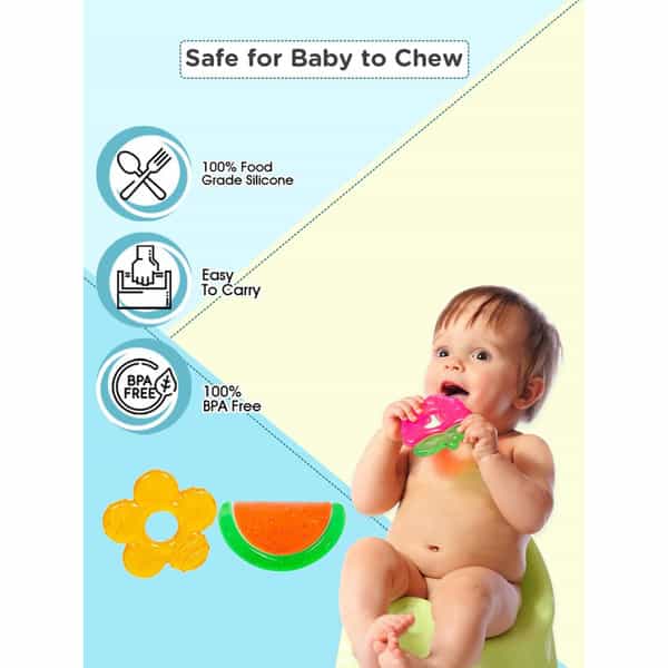 Meemee Multi-Textured Water Filled Teether (Pack Of 2) (Red/Green) Teether (Red-Green)