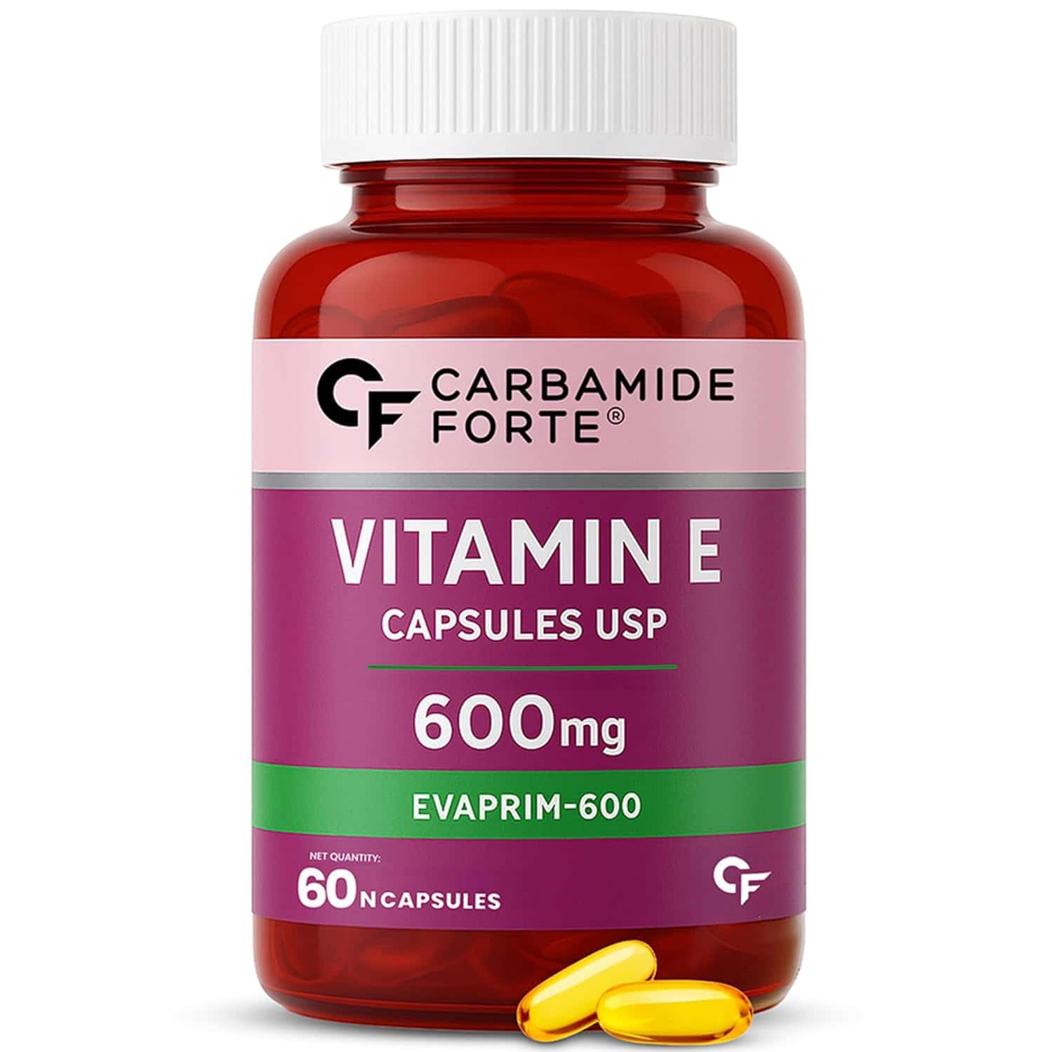 Carbamide Forte Vitamin E 600mg For Face Hair 100% Natural Vitamin E-60 Capsules