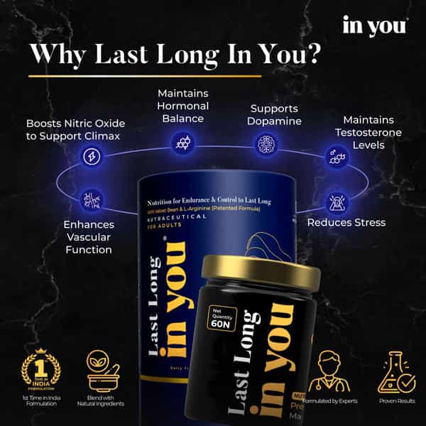 Last Long In You Mens Endurance & Energy Support With L-Arginine | Ashwagandha & Fenugreek Extract