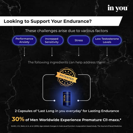 Last Long In You Mens Endurance & Energy Support With L-Arginine | Ashwagandha & Fenugreek Extract