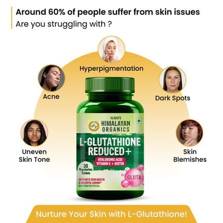 Vlado'S Himalayan Organics L-Glutathione Reduced+ | Hyaluronic Acid Vitamin E + Biotin | Veg - 30n