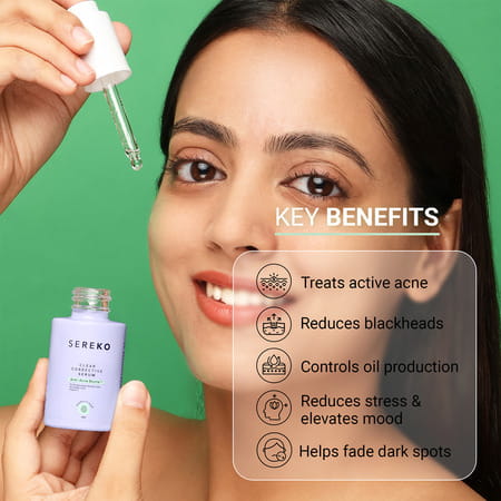 Sereko Clear Corrective Serum With 2% Salicylic Acid Bha For Active Acne Reducing Sebum 30 Ml