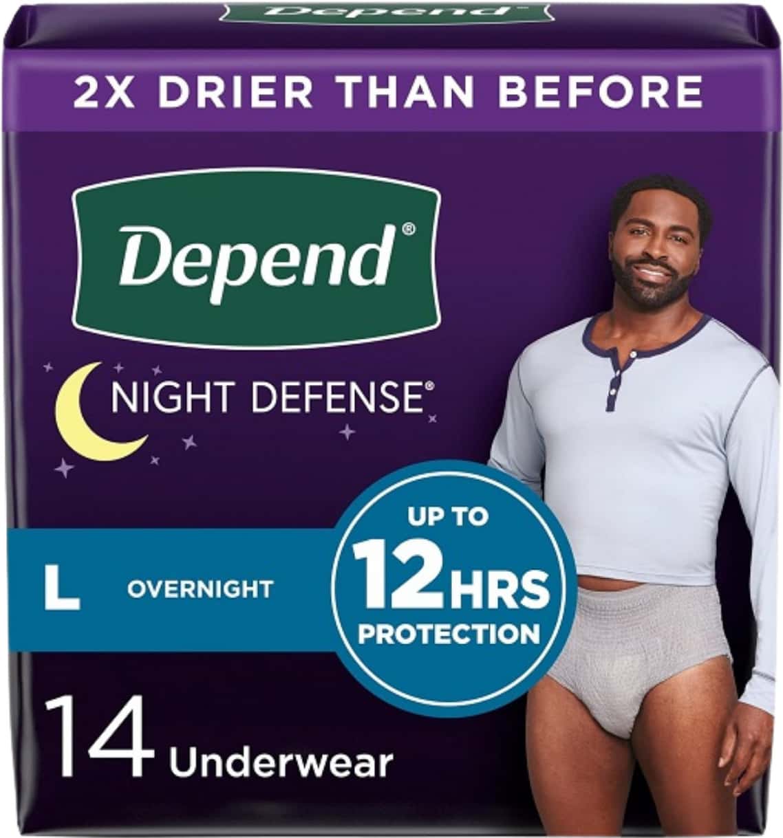 Depend Night Defense Incontinence Underwear For Men| Overnight| Disposable Size L| 28n