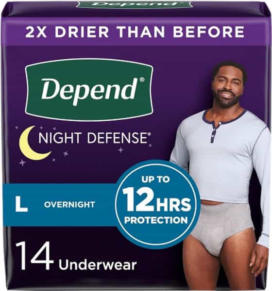 Depend Night Defense Incontinence Underwear For Men| Overnight| Disposable Size L| 28N