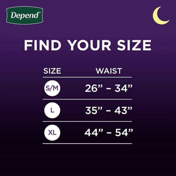 Depend Night Defense Incontinence Underwear For Men| Overnight| Disposable Size L| 28N