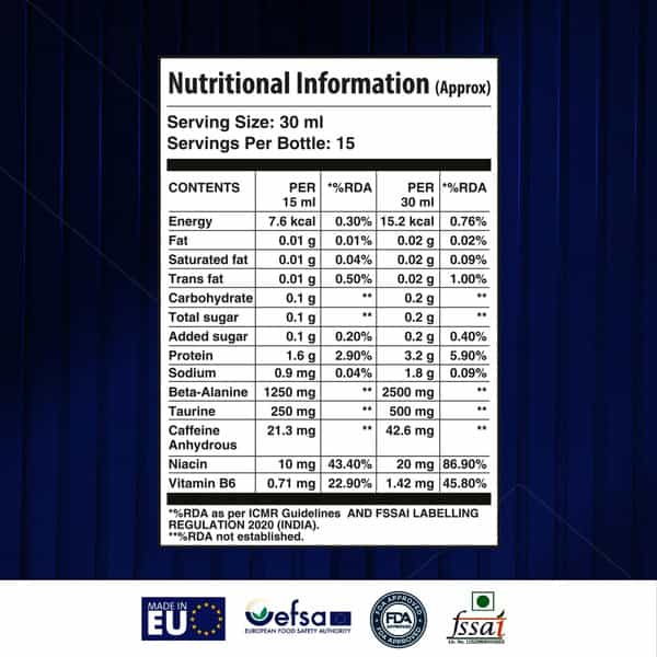 Apex Vitals Alpha 1 Liquid Pre Sports Spring Water Energy | Focus & Performance|Blackcurrant Flavour