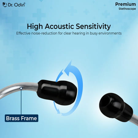 Dr. Odin Premium Stethoscope With Brass Chest Piece Compact | Durable | And Latex Free | Black