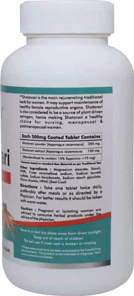 Way2herbal Shatavari - 500Mg Per Serving - 120 Tablets