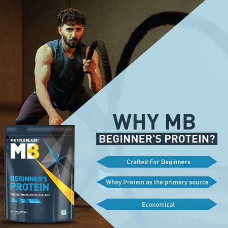 Muscleblaze Beginner's Whey Protein Powder (Chocolate | 500G) | 12G Protein Per Scoop