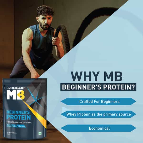 Muscleblaze Beginner's Whey Protein Powder (Chocolate | 500G) | 12G Protein Per Scoop