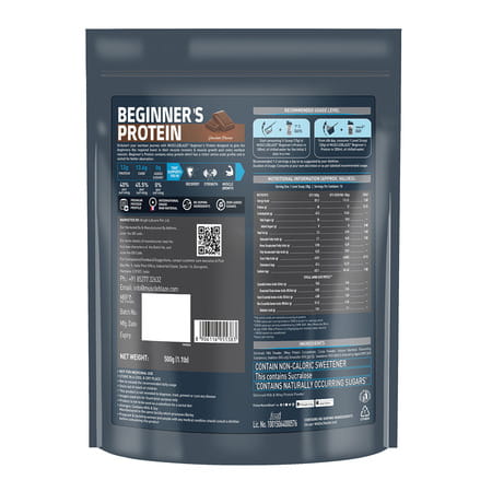Muscleblaze Beginner's Whey Protein Powder (Chocolate | 500G) | 12G Protein Per Scoop