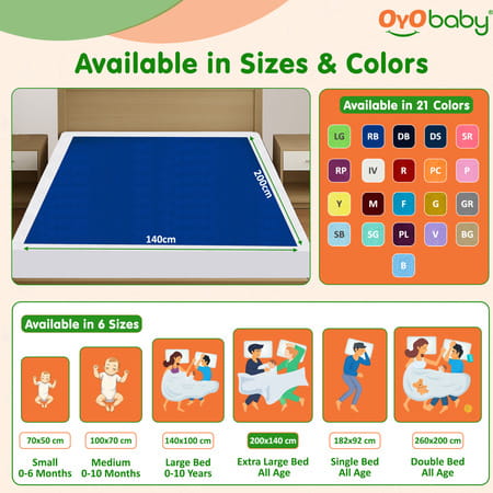 Oyo Baby Waterproof Bed Protector Baby Dry Sheet Extra Large Royal Blue (140 Cm X 200 Cm)