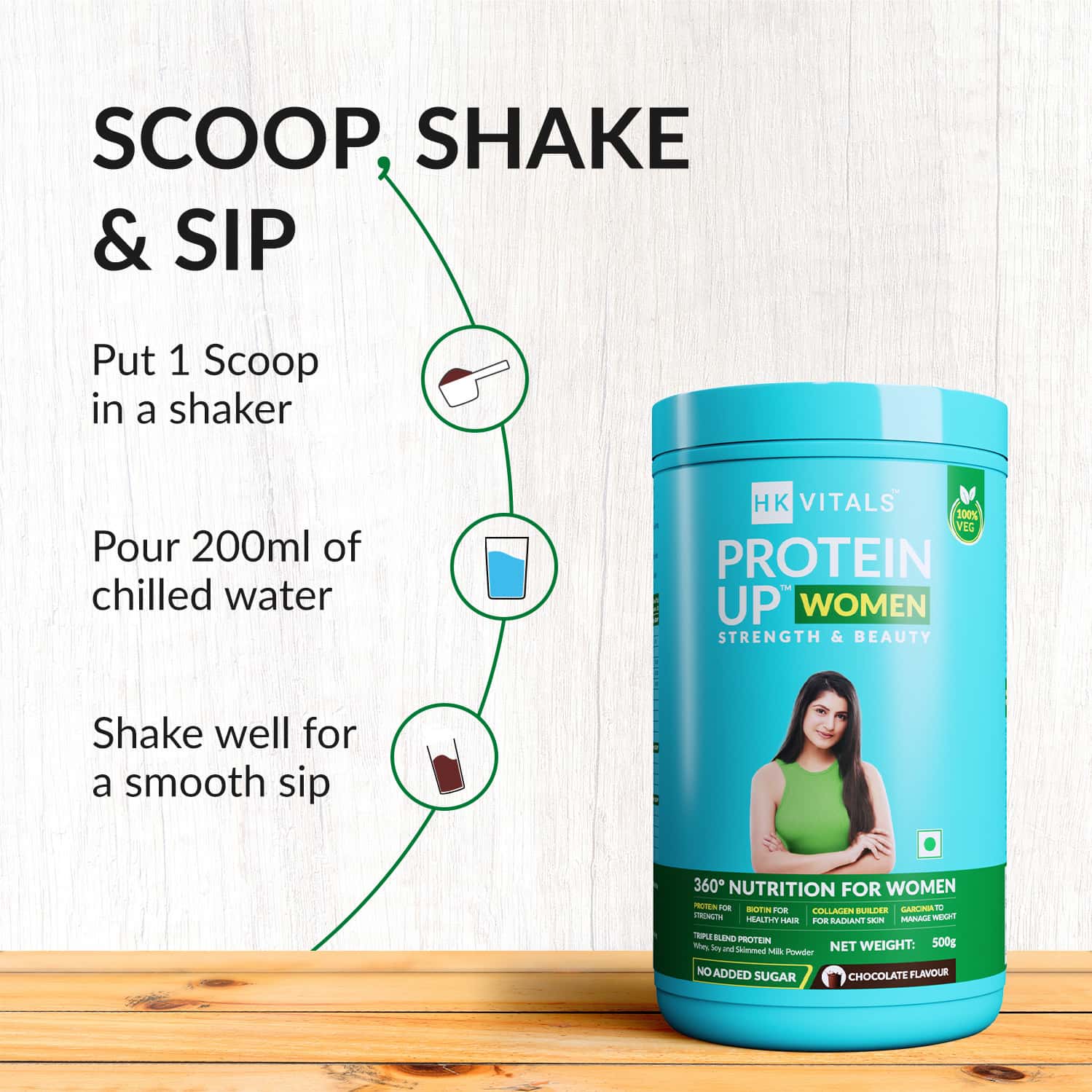 Buy HEALTHKART HK VITALS PROTEINUP WOMEN, VEGETARIAN PROTEIN (CHOCOLATE