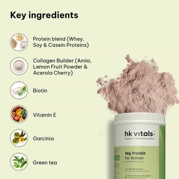 Hk Vitals Protein For Women (Chocolate | 500G) | Vegetarian Protein With Soy | Whey