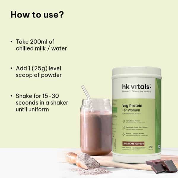 Hk Vitals Protein For Women (Chocolate | 500G) | Vegetarian Protein With Soy | Whey