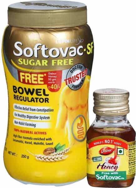 Softovac Sf Constipation Relief Powder | Bottle Of 250G With Dabur Honey 50G Free