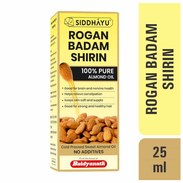 Baidyanath Asli Ayurved Rogan Badam Oil | Nourishes Skin & Hair | Improves Immunity | 25 Ml (2 Pack)
