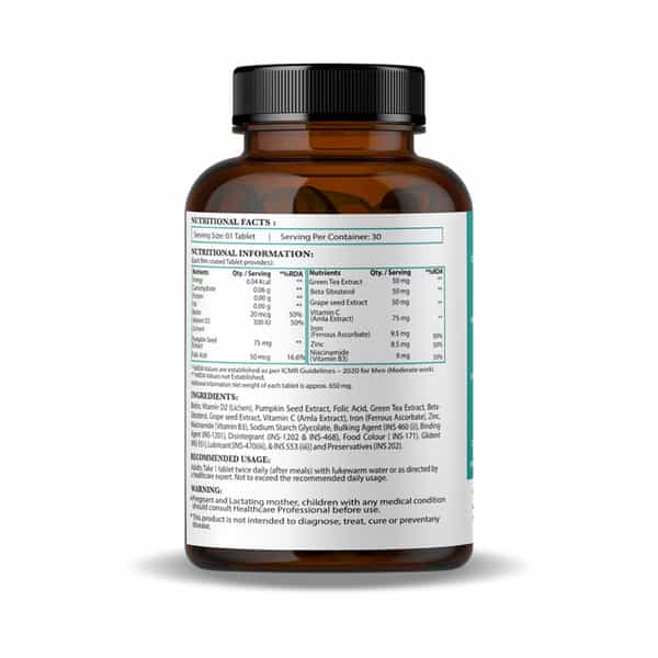 Nirvasa Hair Vitals Dht Blocker With Biotin | Hair Vitamins Tablets For Men & Women (30 Tablets)