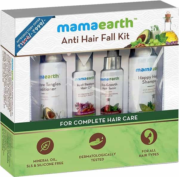 Mamaearth Anti Hair Loss Kit (Oil Shampoo Conditioner & Tonic) Combikit