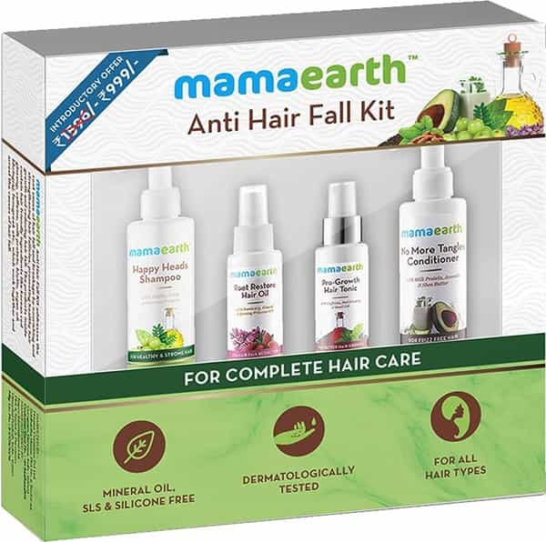 Mamaearth Anti Hair Loss Kit (Oil Shampoo Conditioner & Tonic) Combikit