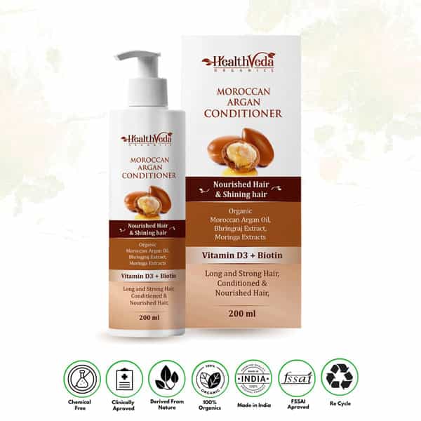 Health Veda Organics Moroccan Argan Conditioner For Long | Strong | Nourished & Shiny Hair (200 Ml)