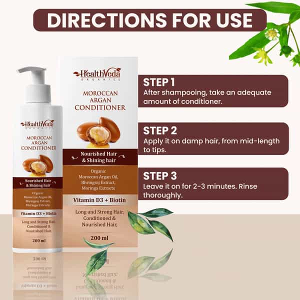 Health Veda Organics Moroccan Argan Conditioner For Long | Strong | Nourished & Shiny Hair (200 Ml)