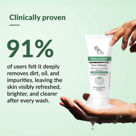 Fixderma Tomaglow Face Cleanser | With White Tomato Extract Niacinamide & Jojoba Oil | 15 Gm