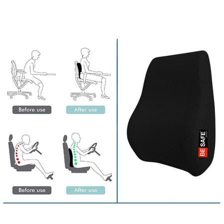Besafe Forever Lumbar Support Backrest Compatible With Car Office Chair | Universal | Black