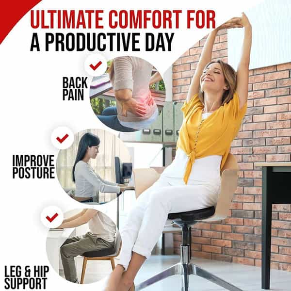 Besafe Forever Lumbar Support Backrest Compatible With Car Office Chair | Universal | Black