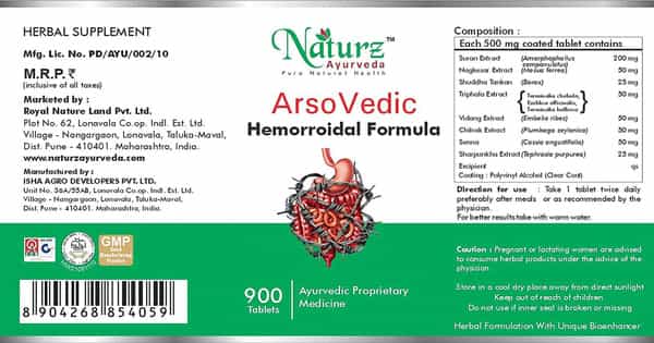 Naturz Ayurveda Arsovedic - 900 Tablets (Pack Of 4)