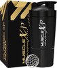 Musclexp Gym Shaker Classic Xp Mixer Stainless Steel 591 Ml + 200Ml For Protein Spring Ball (Black)