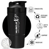 Musclexp Gym Shaker Classic Xp Mixer Stainless Steel 591 Ml + 200Ml For Protein Spring Ball (Black)