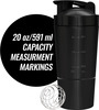 Musclexp Gym Shaker Classic Xp Mixer Stainless Steel 591 Ml + 200Ml For Protein Spring Ball (Black)