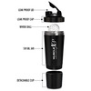 Musclexp Gym Shaker Classic Xp Mixer Stainless Steel 591 Ml + 200Ml For Protein Spring Ball (Black)