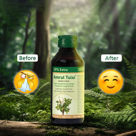 Amrut Tulsi Cough Syrup | For Cough And Throat Irritation | Alcohol Free |- 120 Ml (Pack Of 2)