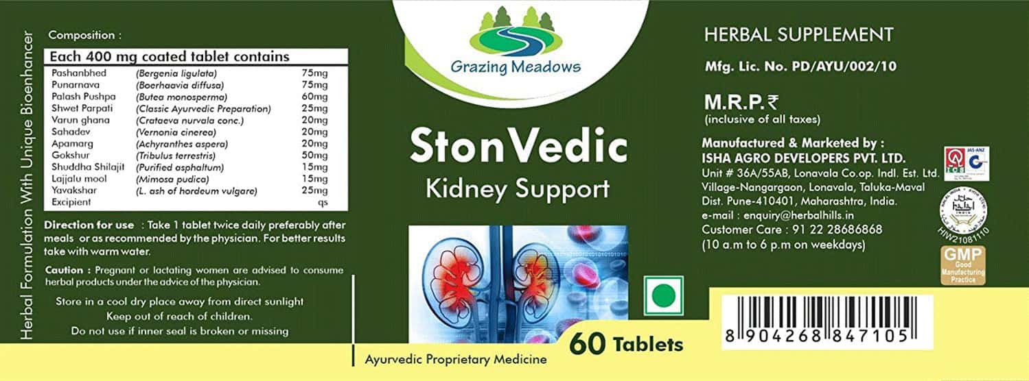 Buy GRAZING MEADOWS STONVEDIC 60 TABLETS AYURVEDIC HERBAL SUPPLEMENT