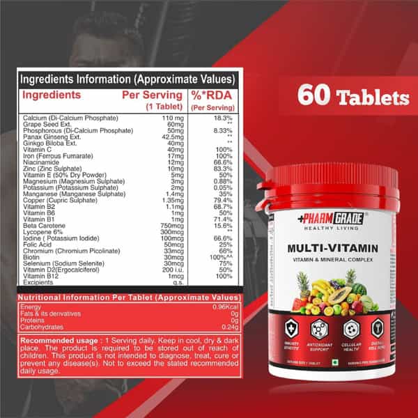 Pharmgrade Healthy Living Multivitamin 60Tabs Red Series