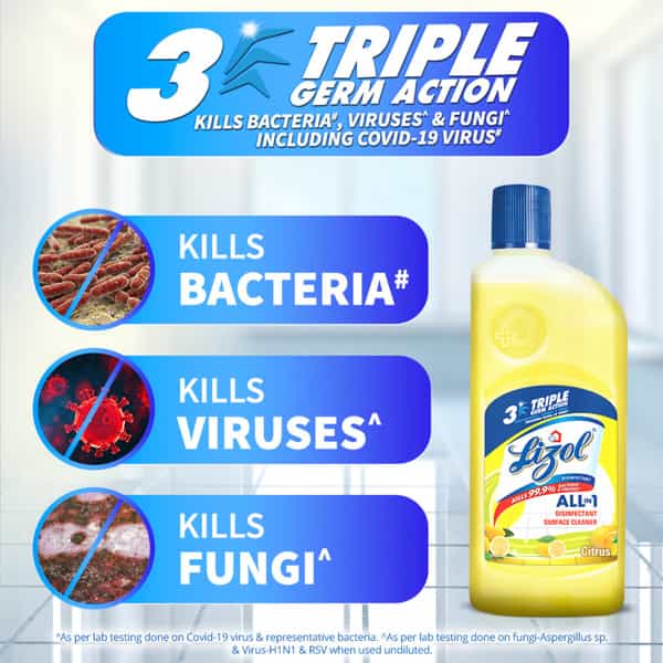 Lizol Citrus Disinfectant Floor Cleaner Liquid Bottle Of 500 Ml