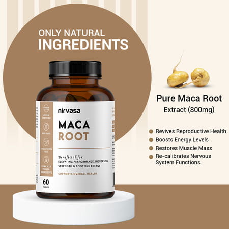 Nirvasa Maca Root Tablet | For Performance | Vigour & Vitality (60 Tablets)