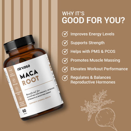 Nirvasa Maca Root Tablet | For Performance | Vigour & Vitality (60 Tablets)