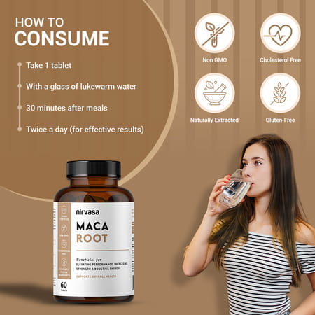 Nirvasa Maca Root Tablet | For Performance | Vigour & Vitality (60 Tablets)
