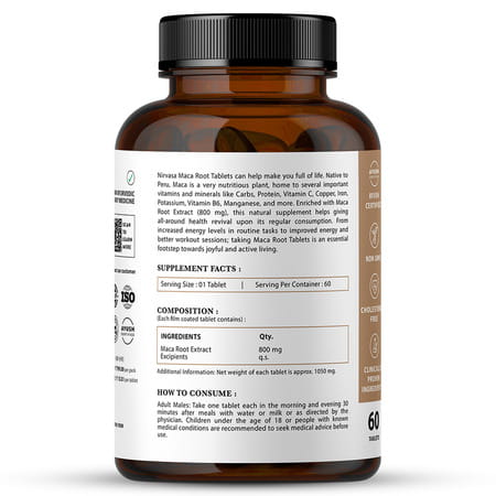 Nirvasa Maca Root Tablet | For Performance | Vigour & Vitality (60 Tablets)