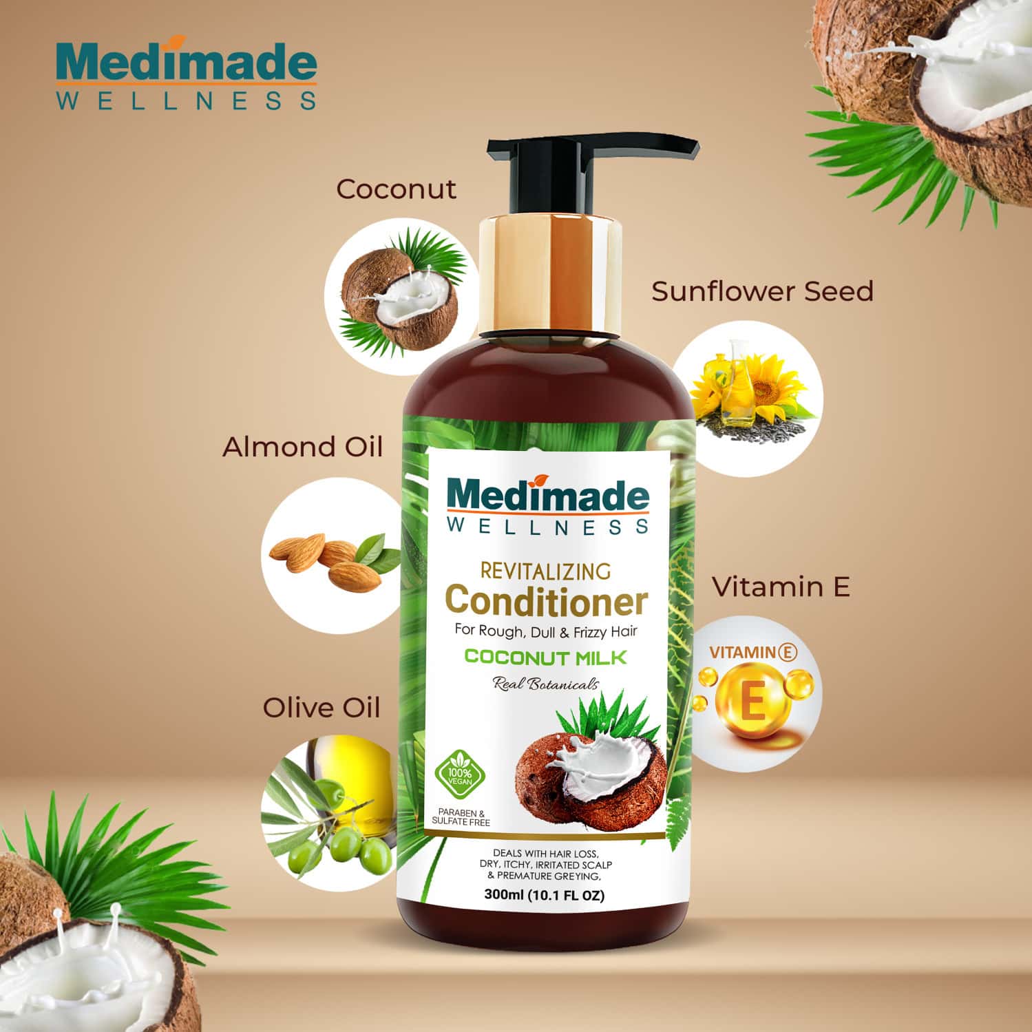 Buy MEDIMADE COCONUT MILK HAIR CONDITIONER 300 ML Online & Get Upto
