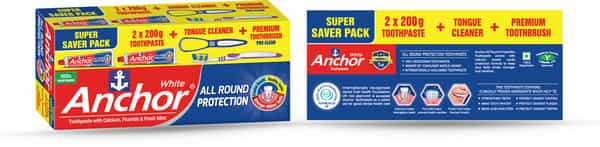 Anchor White Toothpaste Super Saver Pack - 200Gm X 2