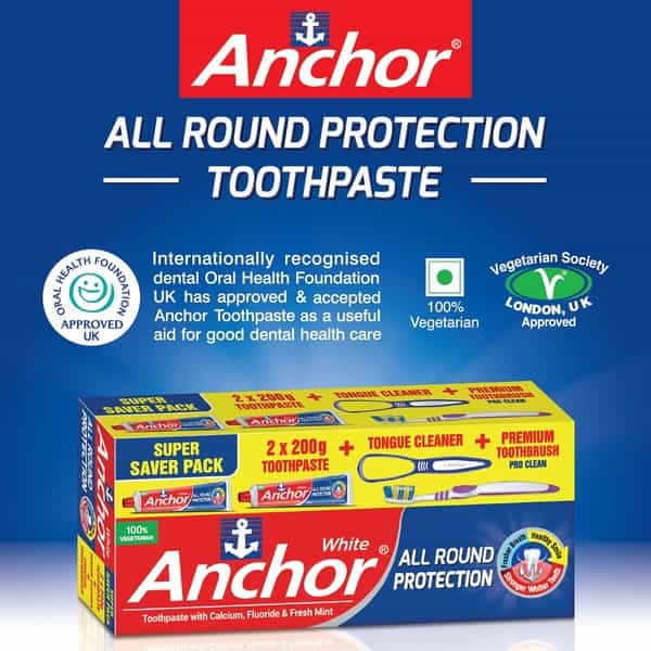 Anchor White Toothpaste Super Saver Pack - 200Gm X 2