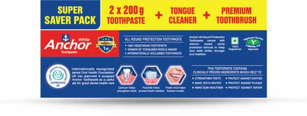 Anchor White Toothpaste Super Saver Pack - 200Gm X 2